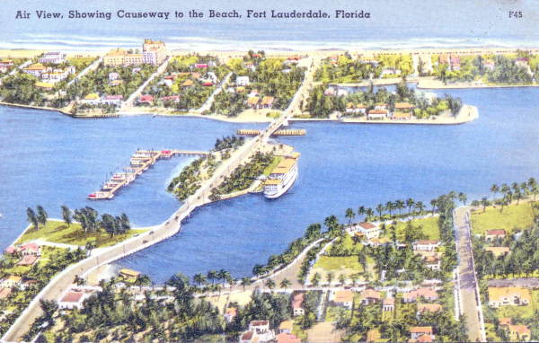 Air View, Showing Causeway to the Beach, Fort Lauderdale, Florida 1900